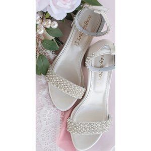Magosisters Handmade Wedding Shoes Block Heel Size US 8 / EU 39